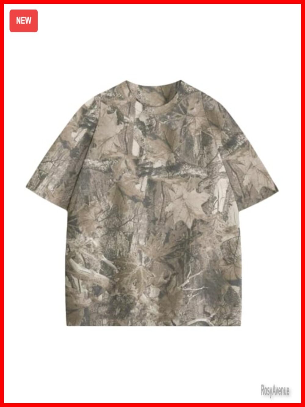 Oversized Camo Crewneck Tee Maple Leaf Y2K Short Sleeve Summer Top